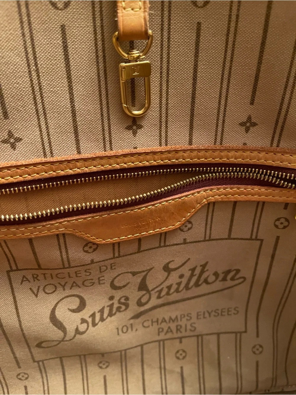 Louis Vuitton Monogram Neverfull MM Canvas Tote With Leather Trim and Dust Bag